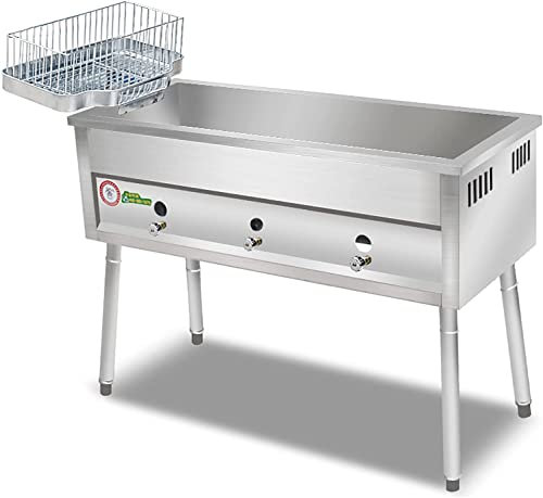 Freidora de gas de encimera comercial de 40 l/60 l, freidora profunda LPG, freidora profunda independiente, cocina al aire libre de acero inoxidable, for papas fritas, restaurante, cocina casera