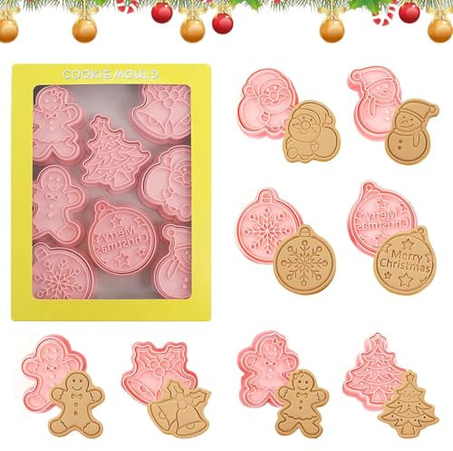 Viilich 8 PCS Weihnachten Keksausstecher,Keks Form DIY, Donut,Kuchendekoration,Weihnachtsstil in verschiedenen ausstechformen weihnachten,für Keksteig Fondant, Cookie(G)