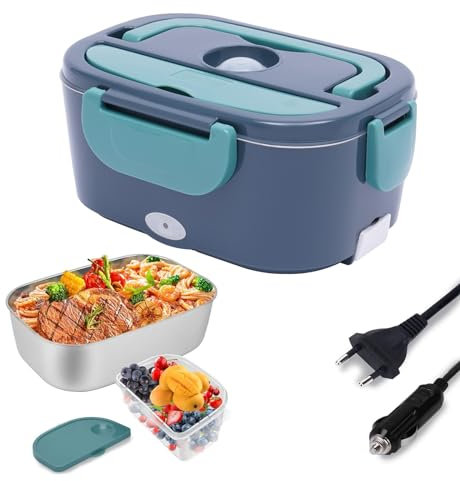 SanBouSi Heatsbox Boîte à déjeuner électrique 3 en 1 pour voiture, camion et travail, 1,5 l, amovible, en acier inoxydable, boîte à lunch électrique, boîte à lunch portable, récipient de maintien au