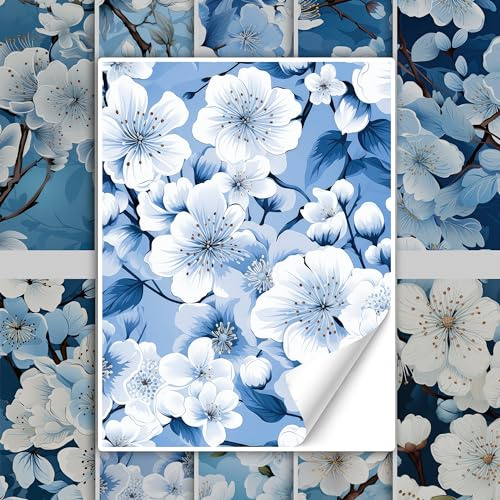 GRAZDesign Fliesenaufkleber Bad & Küche Blumen Muster in blau, Klebefliesen selbstklebend - 15x20cm / 10 Stück