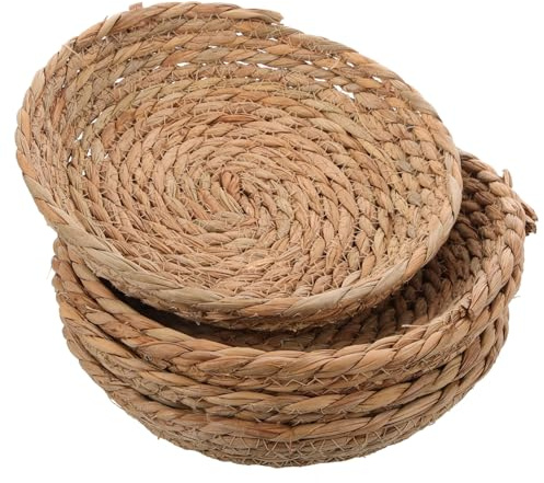 Toddmomy 5pcs Handmade Woven Bird Spawning Nest Flat Base Straw Bird Nest Bed Hatch Roosting for Dove Pigeon Parrot Turtle Quail Sparrow Bird Small Animal Breeding