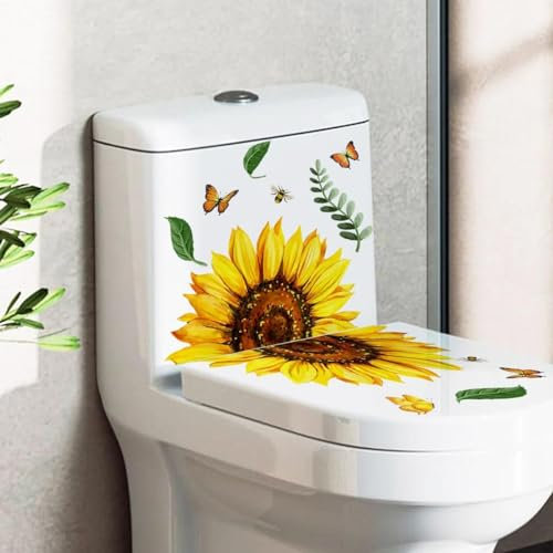 Sonnenblume Blätter Schmetterling WC Wand Aufkleber Badezimmer Dekoration Wand Aufkleber Wohnzimmer Schränke Home Dekoration Decals