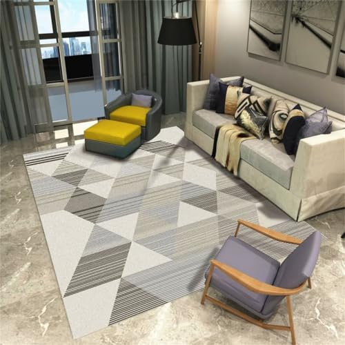 RUGMRZ Waschbare Teppiche 120x200CM Teppich weich Grau Modernes geometrisches Muster maschinenwaschbarer Kinderteppich Küchenteppiche
