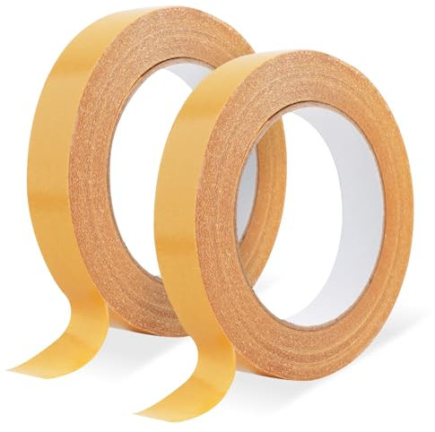 FIHODONE 2 Stück Doppelseitiges Klebeband 20M, Doppelseitiges Klebeband Extra Stark Handreißbar 2cm,Teppichklebeband Doppelseitig, Klebeband Doppelseitig Hohe Haftkraft für Teppich Ecken Fixieren