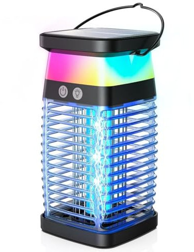 Lámpara antimosquitos Solar para Interiores y Exteriores, exterminador eléctrico de Insectos para Acampar, matamoscas, lámpara UV Recargable por USB, luz exterminadora de Moscas,Solar-Bug Zapper