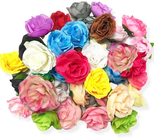 LURNODY 100 Stück Künstliche Blumenköpfe, Kunstblumen Klein, Warmer Stil Künstliche Rosen Blumenköpfe Gemischte Seidenblumen, Kunstblumen Rosen Geeignet für Kunsthandwerk, Hochzeiten, Tischdekoration