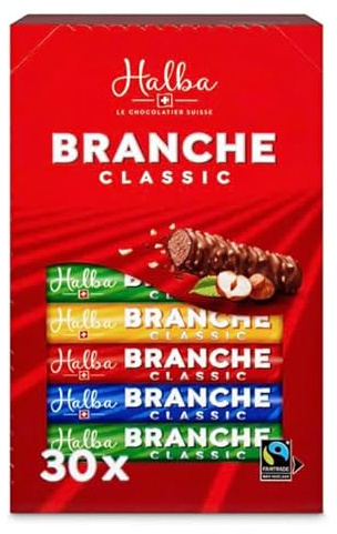 Halba Branches Milk Schokoriegel 30er-Pack - Milchschokoladen-Riegel mit Haselnusscremefüllung - Schweizer Schokolade - Großpackung 30 Stück à 23g einzeln verpackt / 690 g