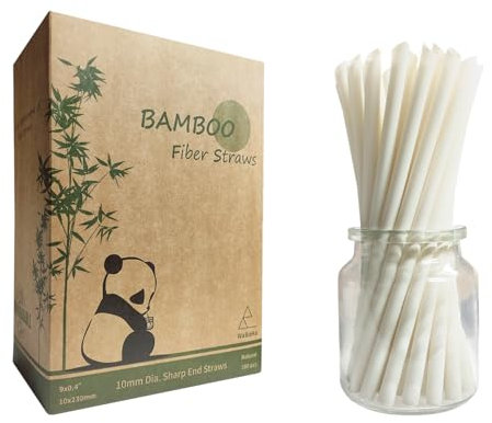 180 Unidades Extra Anchas Pajitas Bubble Tea de Bambú, 230 mm x 10 mm Biodegradable Pajitas Bambú de Fibra Pajita Desechables para Jumbo, Bubble Tea, Cócteles, Batidos, Jugo
