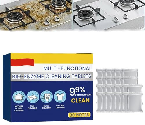 Multi-functional Bio-enzyme Cleaning Tablets,Foam Rust Remover,All-Purpose Cleaning Powder,Water Bottle Cleaning Tablets,Salt Tablets Household Enzyme Cleaner for Clothes,Cooktops (1)
