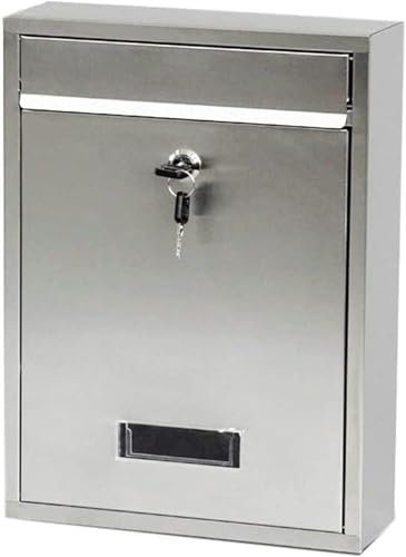 FLTRGO Boîte aux Lettres Murale Cages aux Lettres Boîte aux Lettres Boîte aux Lettres Murale Boîte aux Lettres de sécurité Boîte aux Lettres Verticale avec Serrure en Acier Inoxydable ~/