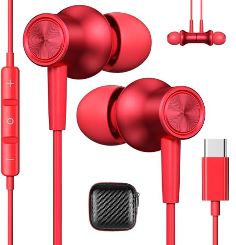 Écouteurs USB C Filaire pour iPhone 17 Air 16e 15 Pro Max iPad Pixel 10a 9a | Magnétique Intra-Auriculaires Casque Type C avec Câble Microphone pour Samsung A57 A37 A55 A35 A36 5G Galaxy S26 Xiaomi 17T