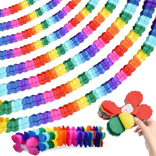 Bunt Girlande Papier, 8 Stück Hängenden Partygirlanden, Geburtstagsgirlande Partygirlanden Deko, Papiergirlande Set für Abschlussfeier Geburtstag Hochzeit Karneval Fasching Party Dekoration (A)