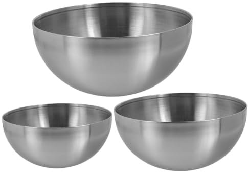 OFFSCH Juego de 3 Cuencos para Ensalada de Acero Inoxidable Cuenco para Mezclar Suave para Sopa Ensalada Fideos Recipiente para Fruta para Almacenamiento en La Cocina