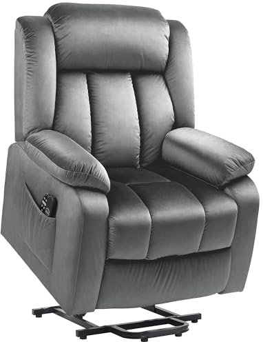 HOMCOM Fernsehsessel mit Aufstehhilfe Elektrisch Relaxsessel mit Liegefunktion, Vibrationsmassage, Heizfunktion, USB-Anschluss, TV-Sessel mit Taschenfederkern, Seitentasche Fernbedienung Dunkelgrau