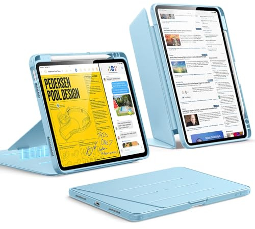 ESR für iPad Air 11 Zoll Hülle M4/M3/M2, iPad Air 5./4.Hülle, Hellblau | Vertikale Standfunktion, Mehrere Betrachtungswinkel, Ultrastabile Hülle mit Stifthalter, Flip-Serie