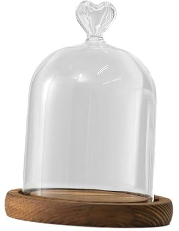 Kuntesetty Campana de Cristal con Base de Madera, diámetro de 9 cm, para exhibir Objetos Decorativos en mesas, Style C, Individual