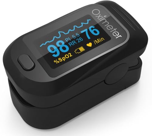 Oxymétre De Doigt,Oxymètre De Pouls,Saturometre Oxymetre, Mesure Précise De La Saturation en Oxygène dans Le Sang, Écran OLED Mesure Spo2 Et PI、PR