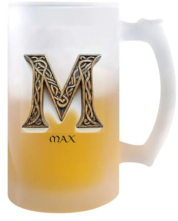 Planetee Verre à Bière Max Lettre Viking | Chope de Bière Pinte | Idée Cadeau Prénom Motard Jeux de Rôle Vidéo Anniversaire Papa Collègue Départ Retraite Noël