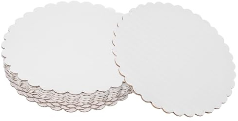 sourcing map 10 Pcs Scalloped Cake Circle Base, 5.9 Inch Wave Cake Cardboards Greaseproof Cardboard Round Wave Cake Pastry Pan Base for Weddings Parties Birthday Desserts Cupcake (White)