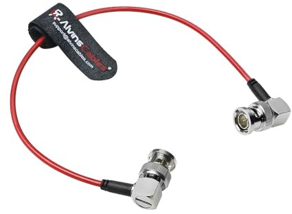 Alvin's Cables Cavo SDI, 30 cm | 1ft Angolo destro rispetto all'angolo retto Cavo coassiale Ultra-sottile per 75Ω per Canon Panasonic HD | 4K 6G-SDI Video videocamera per videocamera, rosso
