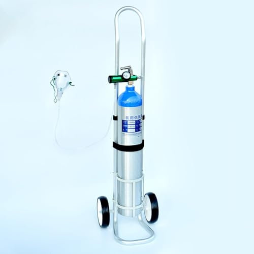 Sauerstoffflaschenwagen - Einzeltank-Rackwagen, Aluminiumlegierung, 4-Fach höhenverstellbar (15,8 cm) - Tragbarer Sauerstoffflaschenhalter für medizinische Zwecke, kompakte Größe für einfach