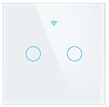 MITINGER Touch Schalter,Lichtschalter Touch Smart Light Touch Switch, Neutraldraht erforderlich Wandschalter 1 2 3 Gang,(White 2 Gang)