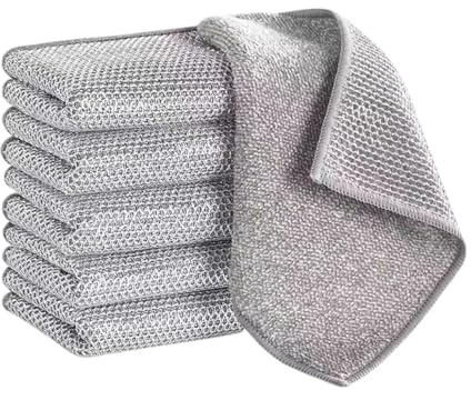 6-Pack Double Layer Wire Dishwashing Cloths | Non Scratch Wire Dish Cloth, Durable & Multi-Purpose Stainless Steel Cleaning Cloths， Kitchen Cleaning Rags for Kitchen, Sink, Stove Top,Dish (20x20CM)