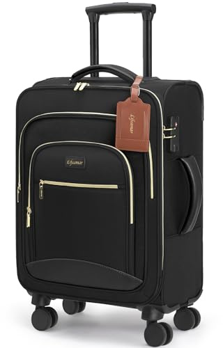 Lifeamar Carry On Luggage 22x14x9 Airline Approved, 20 Inch Softside Suitcase with 360° Spinner Wheels & TSA Lock, Ultra-Lightweight Water-Resistant Large Capacity Luggage for Women & Men