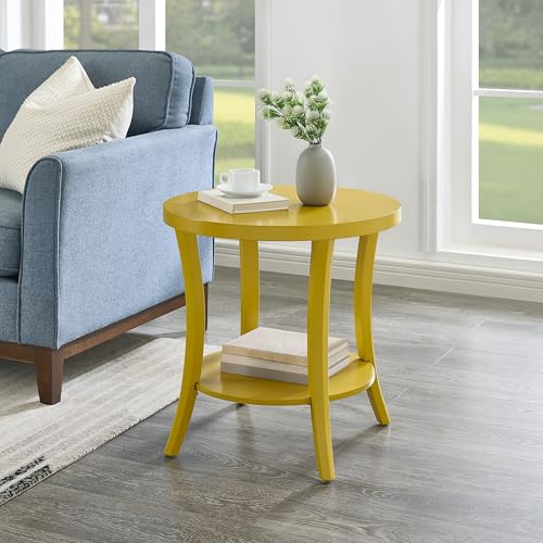 Roundhill Furniture Perth Contemporary Round End Table with Shelf