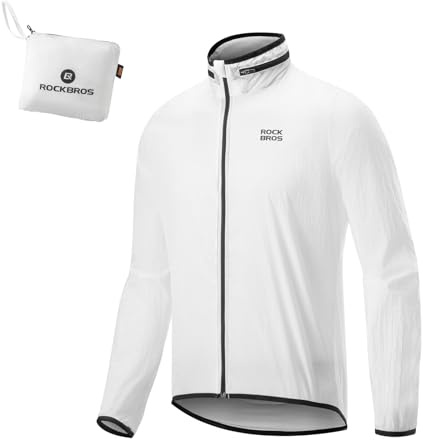 ROCKBROS Fahrradjacke Windjacke Herren, Reflektierend Winddicht Atmungsaktiv mit Verstaubarer Kapuze, Leicht Fahrradjacke für Rennrad MTB