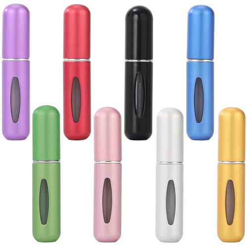 ZYEKIU Siegel Parfümzerstäuber 8 Stück 5ml Nachfüllbar Mini Parfüm Flasche | Parfüm Abfüller Mit Fenster Portable Reise Parfümzerstäuber für Reisen Business Gelegenheit (8 Farben)