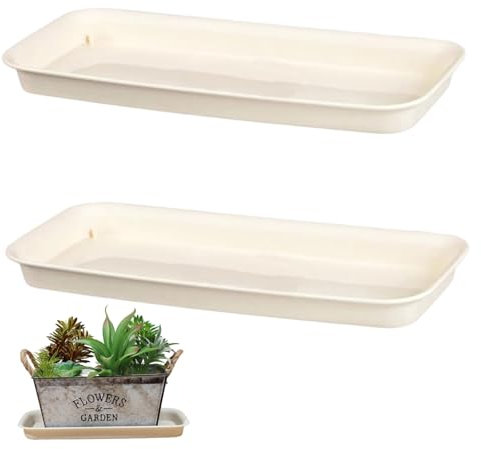 Sottovaso per piante, 2 pezzi sottovasi rettangolari per vasi di fiori, sottovasi raccogli gocce per piante, 12, 20x5, 51x0, 98 pollici, sottovaso rettangolare in plastica decorativo riutilizzabile