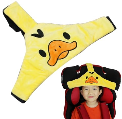 QEDBOJE Fascia per seggiolino auto, Fascia per seggiolino, Cinghia di supporto per la testa regolabile per neonati, Supporto per la testa (Anatra gialla)