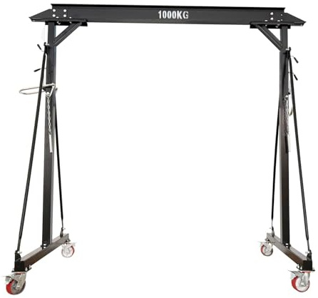 Yokoma 1 Ton Portable Gantry Crane,2204LBS Steel Manual Hoist with Adjustable Height (94.5-141.7in),Mobile Lifting Frame with Wheels for Factories,Warehouses,Maintenance Workshops