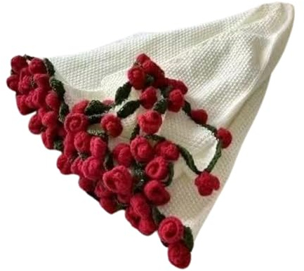 LuminescentDream Coperta Bouquet,Coperta a Maglia con Fiori all'Uncinetto Decorazione per la casa,Coperta Lavorata A Maglia con Bouquet di Roses Romantiche per Compleanno,Anniversario e San Valentino
