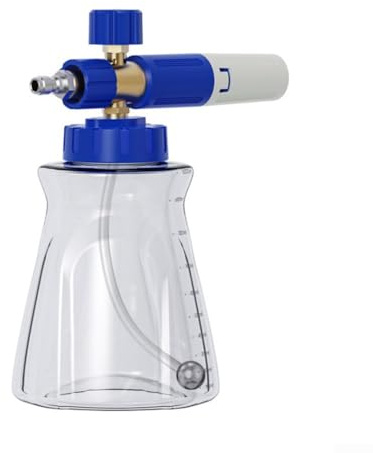 Pulvérisateur de mousse réglable, bouteille à jet de mousse à pression avec réservoir transparent de 1 l, nettoyeur haute pression haute performance