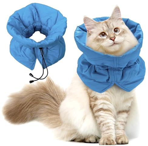 HTTDSLF Collare per Recupero Gatto, Morbido Collare di Recupero Regolabile, Anti-morso, Elisabettiano Protettivo per Gattino, Impedisce di Leccare le Ferite, Comodo per Gatto e Cuccioli, S (blu scuro)