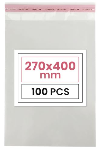 Netuno 100 PP Polybeutel selbstklebend 27x40 cm transparent und stabil | Große durchsichtige Klarsichttüten & Cellophanhüllen mit Peel-&-Seal-Klappe – für Grußkarten, Postkarten & Fotos