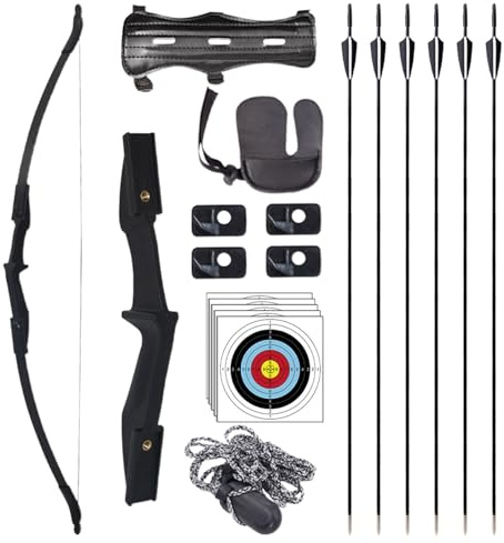 Recurve Bow and Arrow Set for Adults & Teens, 30/40lbs Ambidextrous Take-Down Archery Kit with Arrows, Targets, Arm Guard & Finger Tab for Outdoor Practice