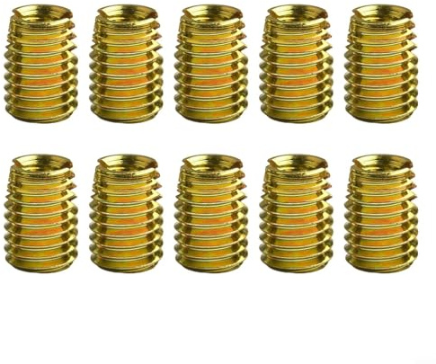 Gewindeadapter-Set mit Innen- und Außengewinde, Gewindereduziermuttern für M5 M6 M8 M9 M10, 10 Stück, Hartstahl mit gelb verzinkter Finne (M6 x 1 - M 10 x 1,5 - L 14 mm)
