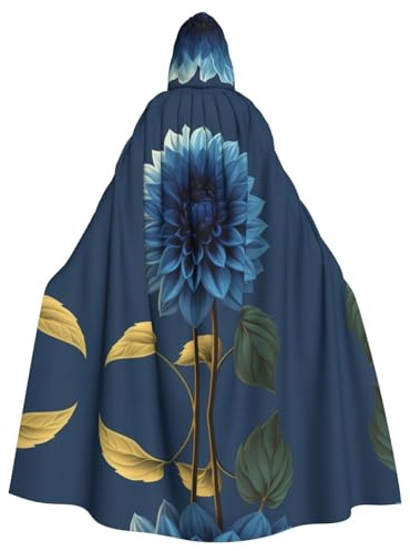 HJFCZH Cape à capuche pour adulte Motif fleurs de dahlia bleu Taille XL