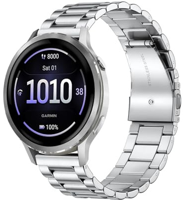 MiRowy 18 mm metallarmband för Garmin Venu 4 41 mm/Venu 3S 41 mm/Forerunner 265S/Forerunner 255S klockarmband, rostfritt stål ersättningsarmband för Garmin Vivoactive 4S 40 mm/Vivomove 3S 39 mm