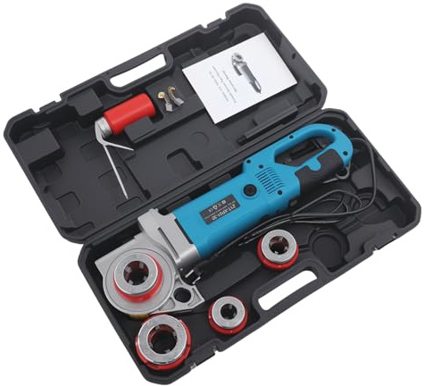 Cortador de roscas eléctrico para tubos de 2000 W con terraja para tubos 20, 9, 41, 9 mm, bolsa de almacenamiento, herramienta para tubos de agua, tubos de hierro, tubos de plástico (azul)