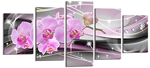 Visario Leinwandbild Orchidee rosa — elegantes Mega-Wandbild auf Leinwand fertig gerahmt — 200x100 cm 6340