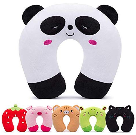 H HOMEWINS Travel Pillow for Kids,Toddler Neck Pillow Cute Animal Neck Head Chin Support Travel Accessories for Airplane, Car, Train,Recline