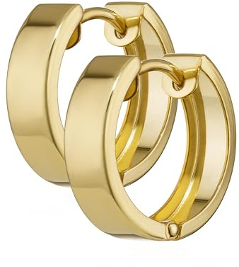 NKlaus Klappcreolen Gold 333 Echtgold für Damen, 15 x 3,9 mm, 2 Stück | Glänzende Ohrringe aus 8 Karat Gelbgold mit Klappbügel; Stärke 1,3 mm, Gewicht 1,56 g, für Mädchen und Kinder