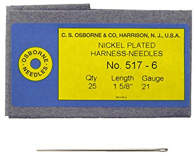 C.S. Osborne Pack of 25 Harness Needles #517 (517-6) Size 6 Made in USA