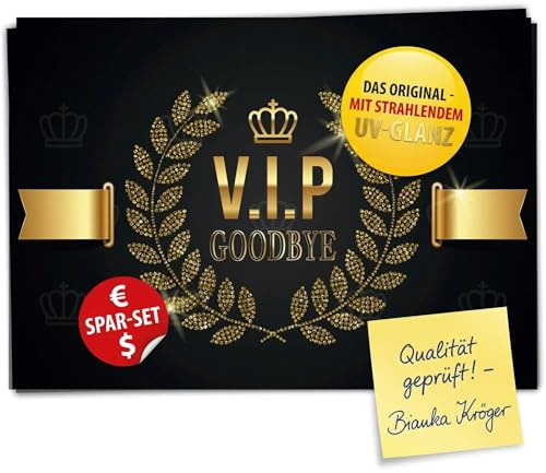 A4 XXL Abschiedskarte V.I.P. GOODBYE mit Umschlag - edle VIP Klappkarte für Kollegen zur Rente Pension Mutterschutz Ruhestand Karte von BREITENWERK