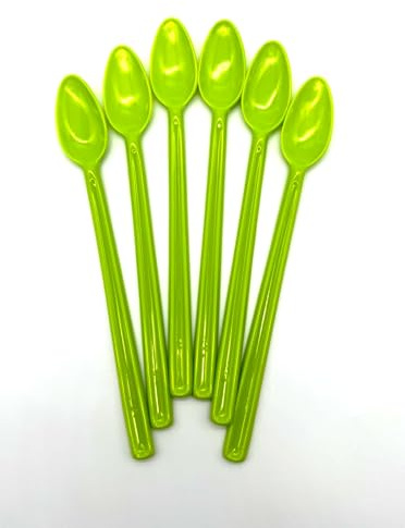 6 Stück Löffel 21 cm Langstiellöffel Kunststoff Longdrink Cocktaillöffel Eislöffel Joghurtlöffel Dessertlöffel Bowlelöffel Partybesteck Mehrwegbesteck, Farbe Limone