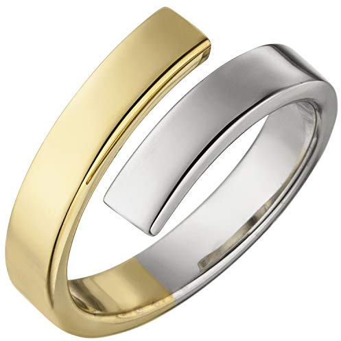 Jobo Damen-Ring offen aus 925 Sterling Silber Bicolor vergoldet